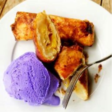 Turon Served with Ube Ice Cream