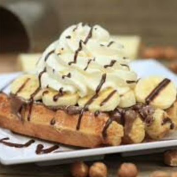 Liège Waffle with Banana, Nutella® and Whipped Cream