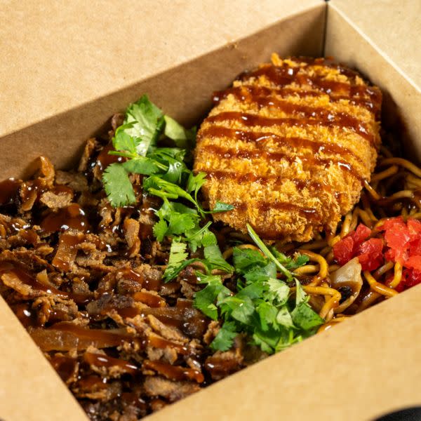 Japanese Style Yakisoba Noodles with Beef (Comes w a side of Japanese Vegetables Croquette)