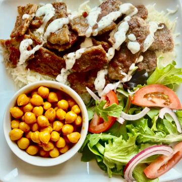 Lamb gyro over rice