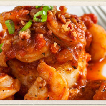 Fried parmesan  polenta (grits)with shrimp etouffee