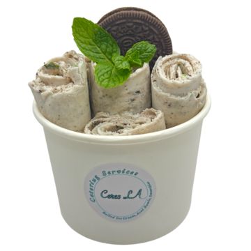 Fresh mint and Oreo rolled ice cream