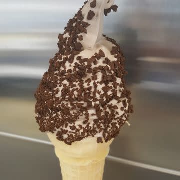 Ice cream dipped in a cone