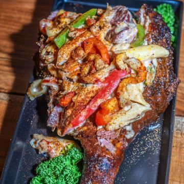 Cajun Pasta Stuffed Smoked Turkey Leg
