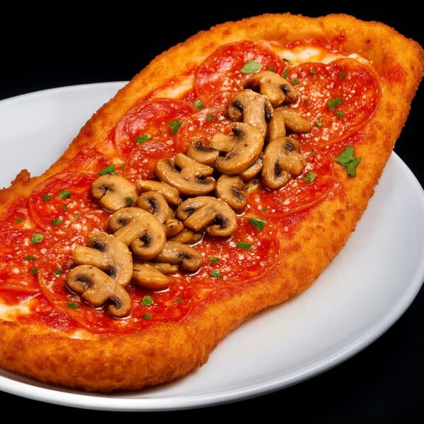 Fried Pizza w/ Pepperoni & Mushrooms