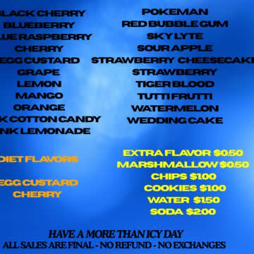 Shaved ice flavors