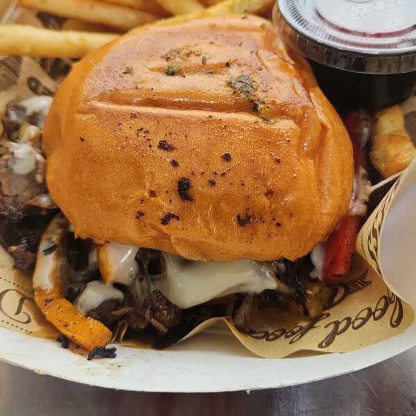 Philly burger with fries