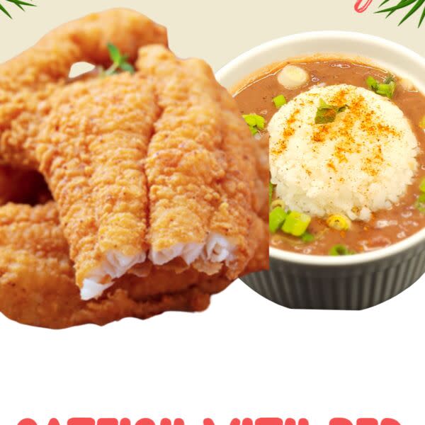 Fried Catfish with Red Beans and Rice