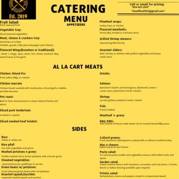 Catering menu