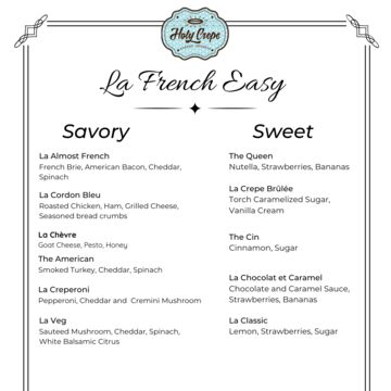 Savory and dessert authentic French crepes