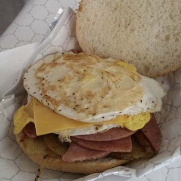 Taylor ham  or bacon or sausage Egg & Cheese with or without potatoes onions and peppers 