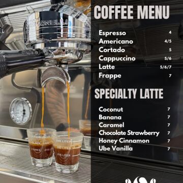 Coffee menu