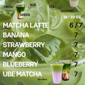 Matcha latte menu