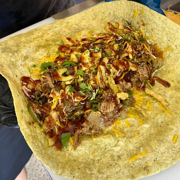 Brisket burrito with nachos