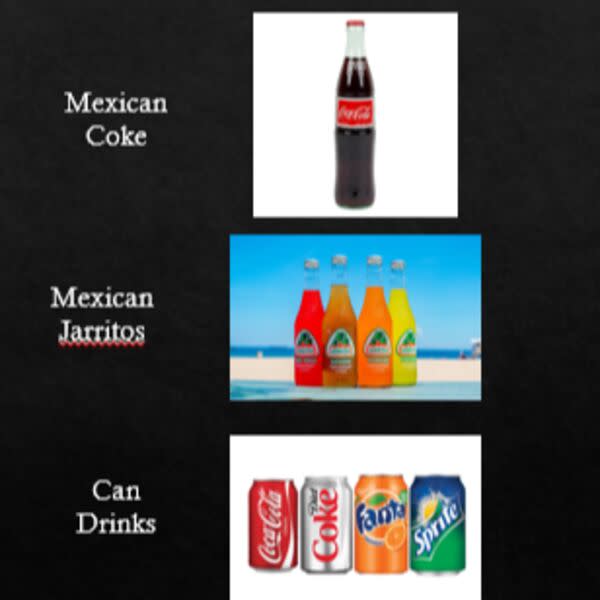 Coke, Sprite, Water, Jarritos,