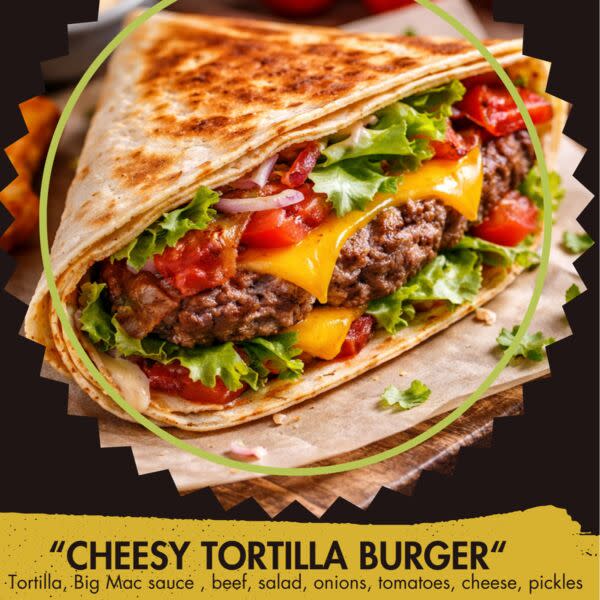 Cheesy tortilla burger