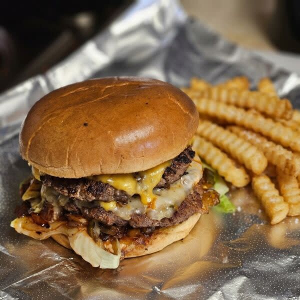Double Cheese Burger with fries