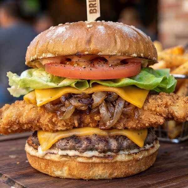 Twin meat burger with Fries (Special request)