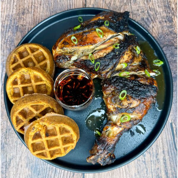Sweet Potato Waffles & Halal Chicken