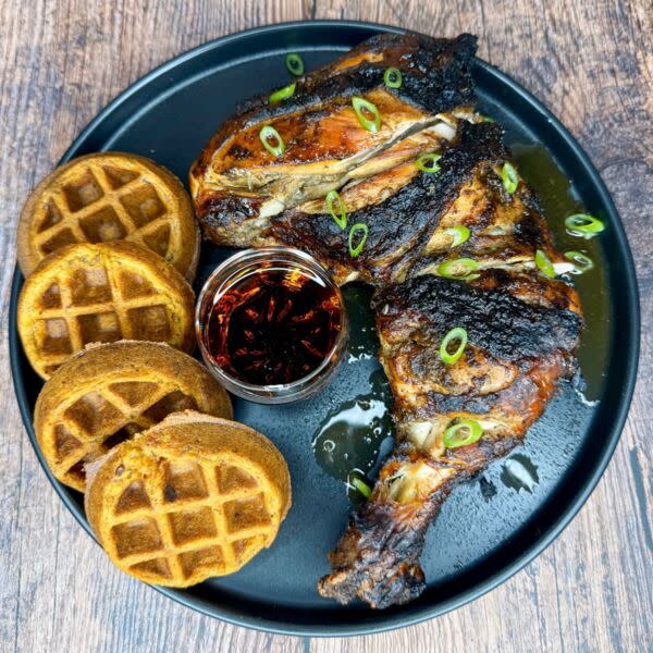 Sweet Potato Waffles & Halal Chicken