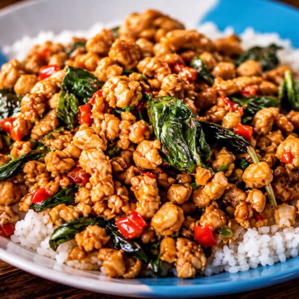 Chicken Basil Grapow over rice