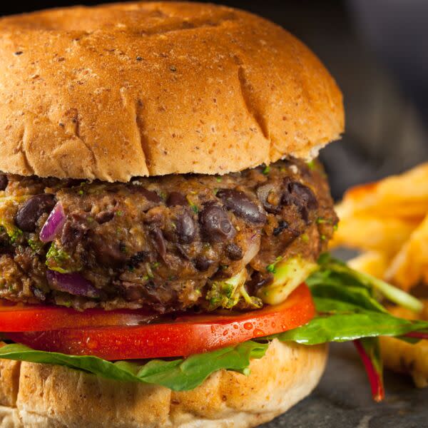 Black Bean Veggie Burger + Fries