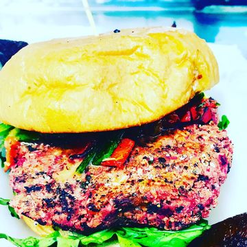 Jerk Lamb Burger & Fries