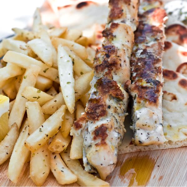 Chicken Kalamaki Skewers Combo Plate 