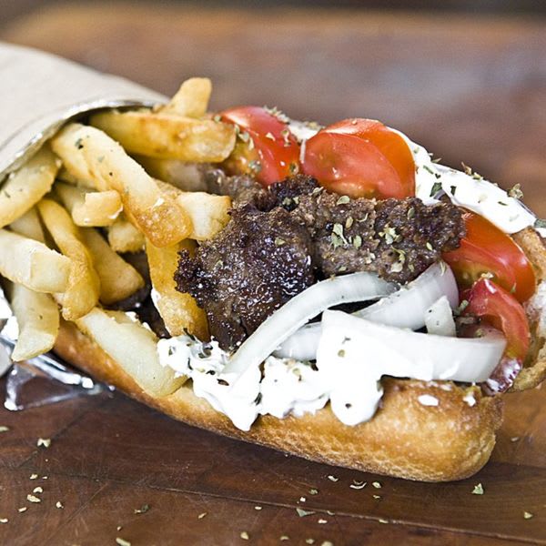 Beef/Lamb Gyros in Vromiko Bread Combo Plate