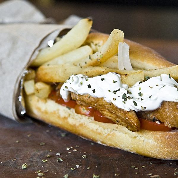 Chicken Gyros in Vromiko Bread Combo Plate