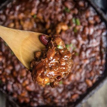 Slow Smoked Pulled Pork BBQ Beans