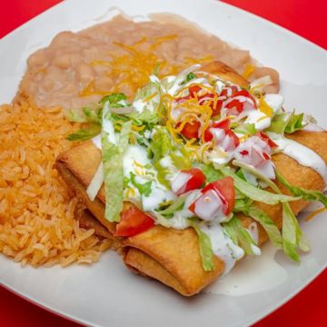 2 Chimichangas w/ Rice & Beans
