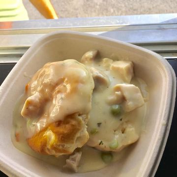 Chicken Pot Pie on a biscuit