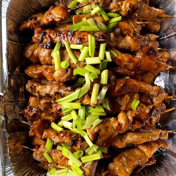 Garlic Rice with BBQ Chicken on a stick