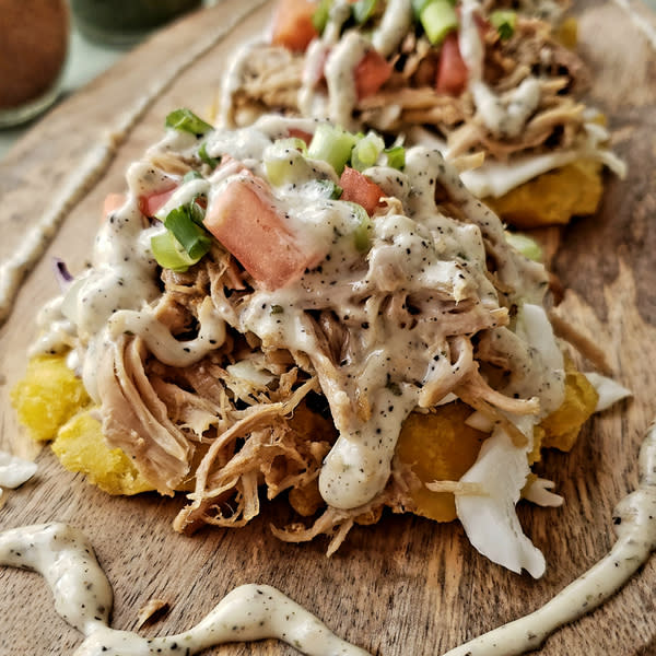 Loaded Pork Tostones